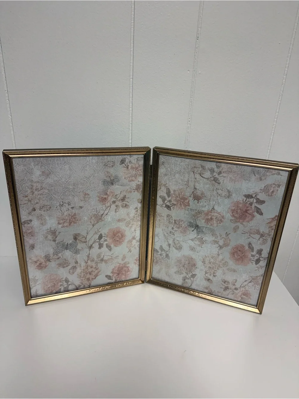 Vintage Goldtone Hinged Double 8x10 Picture Frame | Tabletop Display